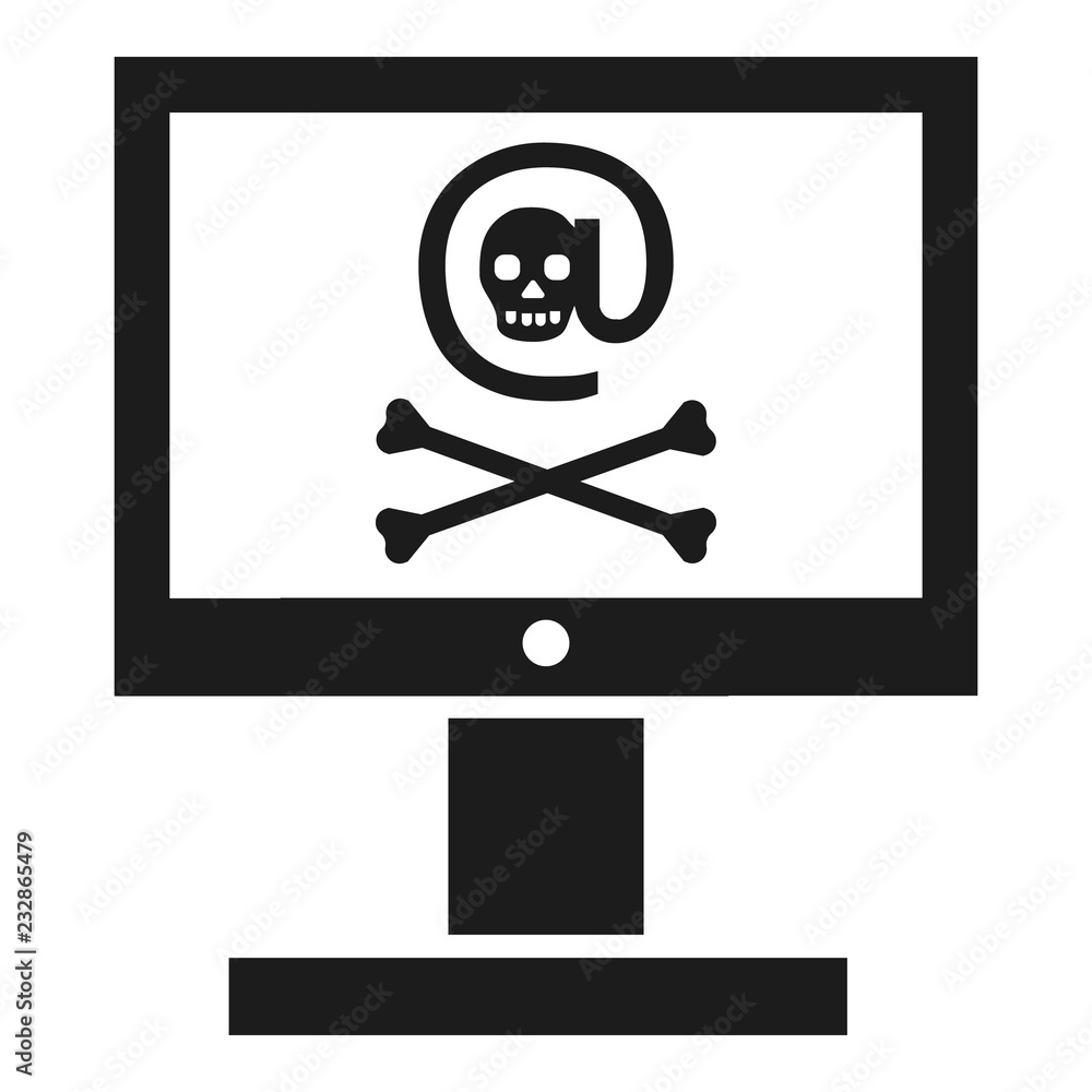 Poster hacked computer icon. simple illustration of hacked computer vector icon for web design isolated on 