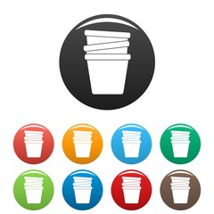 Flowerpots icons set 9 color vector isolated on white for any design