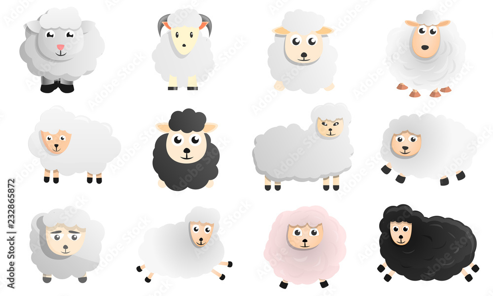Aufkleber sheep icon set. cartoon set of sheep vector icons for web design