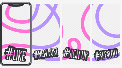 Abstract  Social Media Stories Templates Transparent Background Vector Graphic.