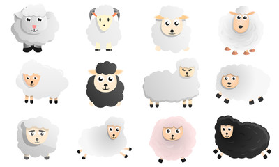 Fototapeta premium Sheep icon set. Cartoon set of sheep vector icons for web design
