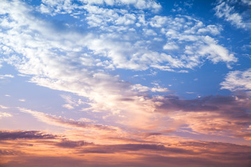 Naklejka na ściany i meble Colorful cloudy sky at sunset, natural photo