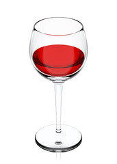 glass with red wine isolated on white background, 3d illustration