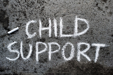Colorful chalk drawing on asphalt: words CHILD SUPPORT. - obrazy, fototapety, plakaty