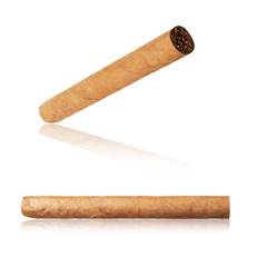 Cuban cigar close-up isolated on a white background
