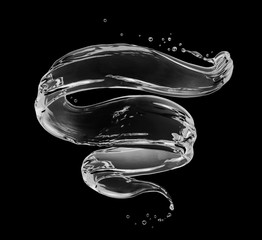Twisted splashes of water, isolated on white background