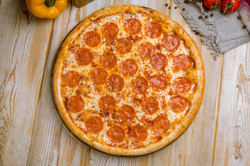 Pepperoni pizza on plate
