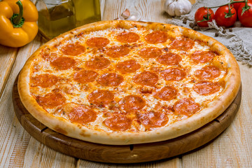 Pepperoni pizza on plate