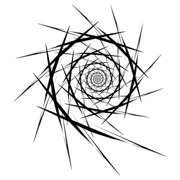 recommend clip art: Rotating spiral symmetrical pattern. Abstract black silhouette