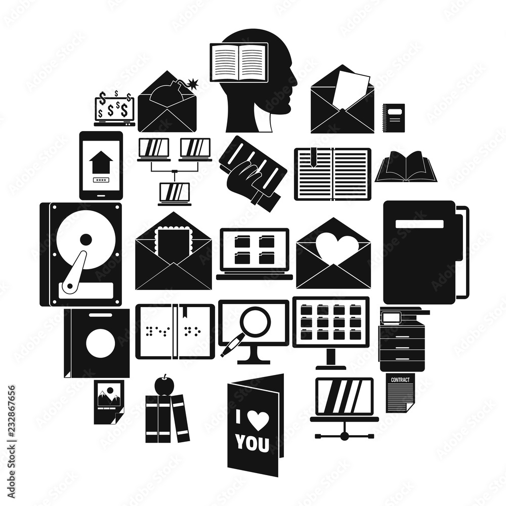 Poster folder icons set. simple set of 25 folder vector icons for web isolated on white background