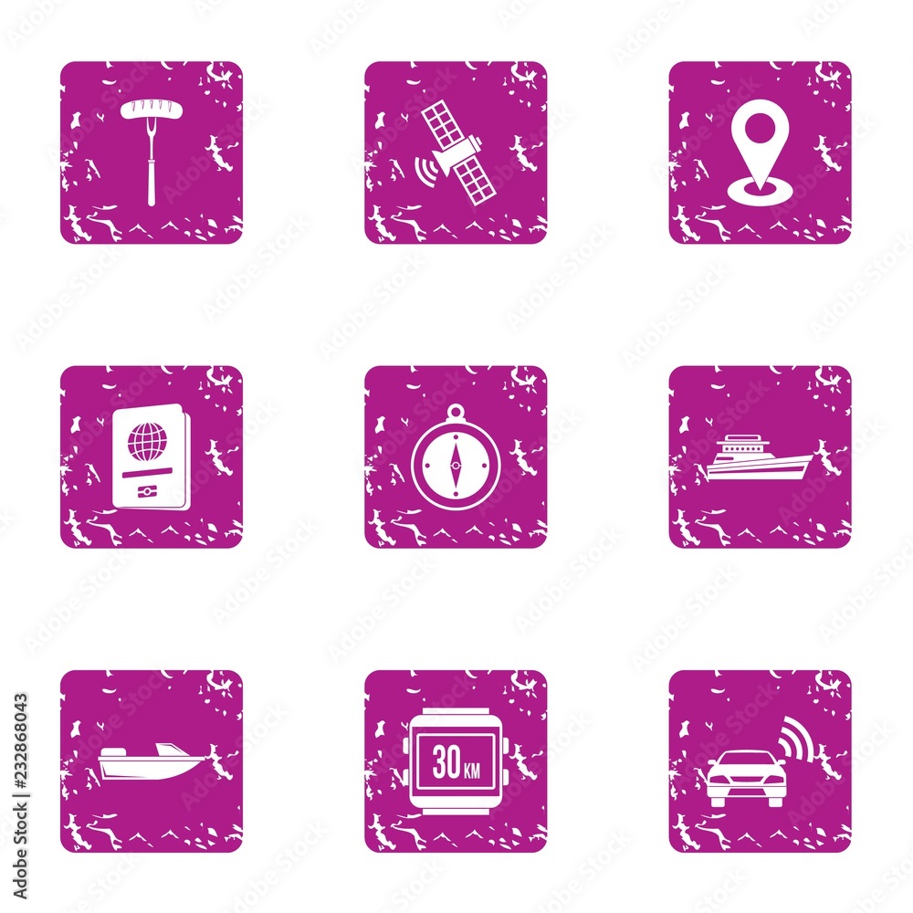 Poster position place icons set. grunge set of 9 position place vector icons for web isolated on white back