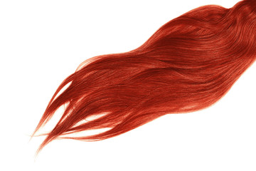 Lush red hair isolated on white background