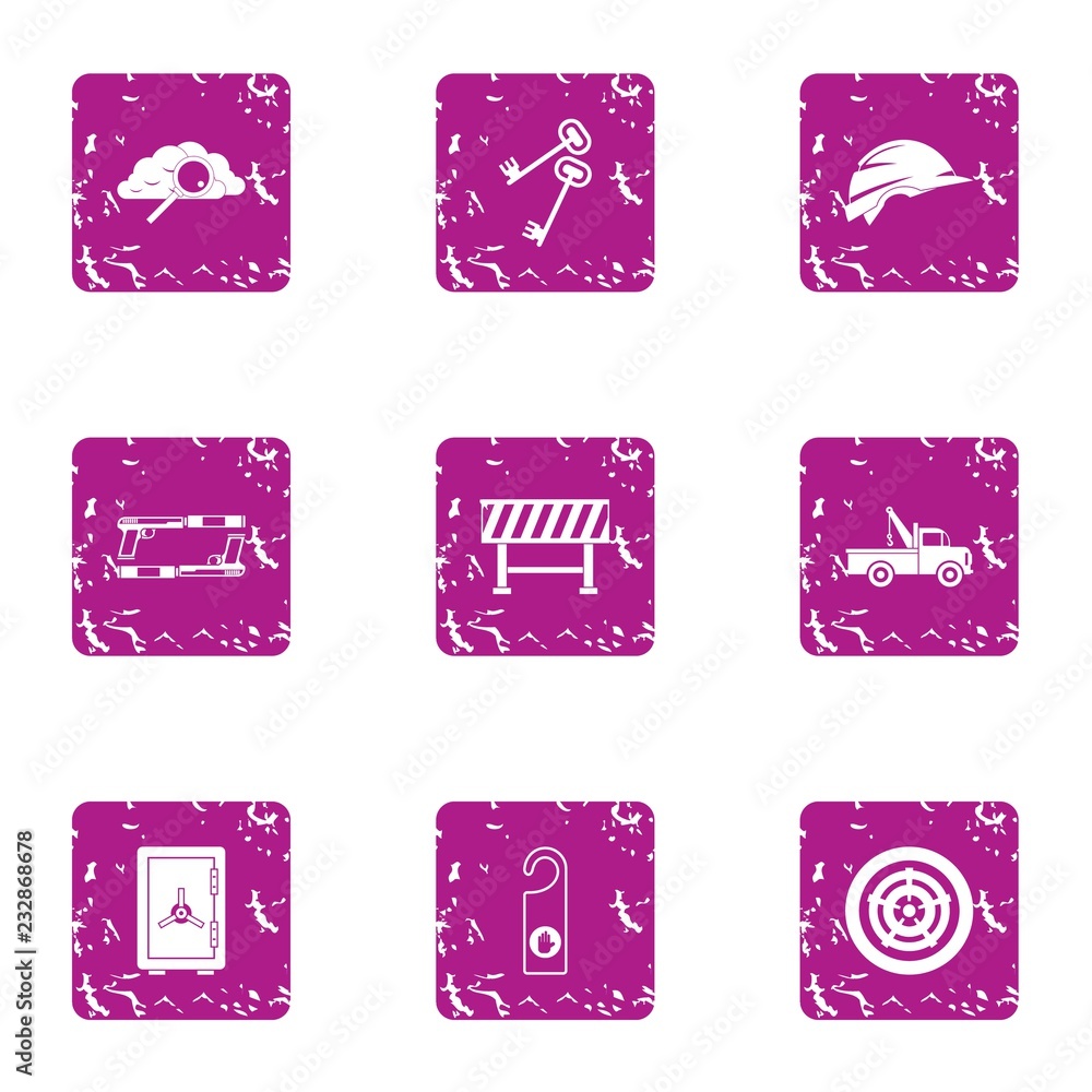 Aufkleber spy work icons set. grunge set of 9 spy work vector icons for web isolated on white background