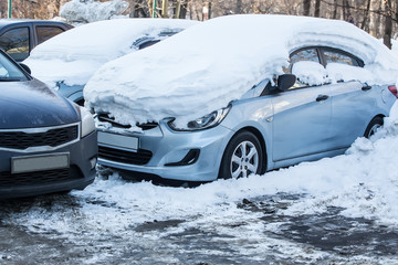 cars in the Parking lot in the winter