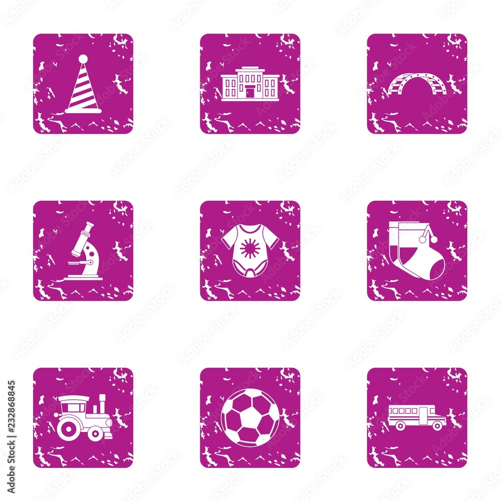 Poster provide for child icons set. grunge set of 9 provide for child vector icons for web isolated on whit