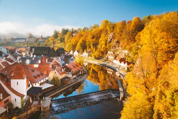Fototapeten Historic town of Cesky Krumlov in fall, Bohemia, Czech Republic © JFL Photography