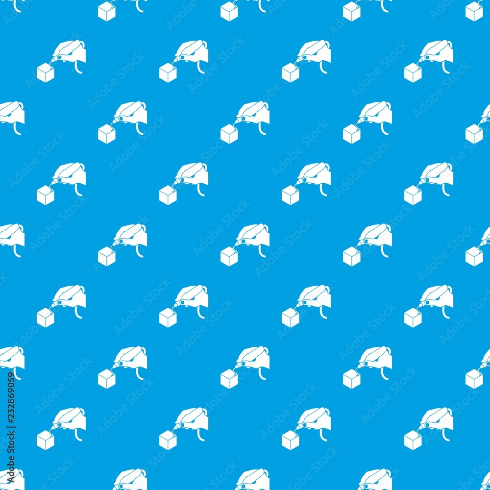 Poster d hand printing pattern vector seamless blue repeat for any use