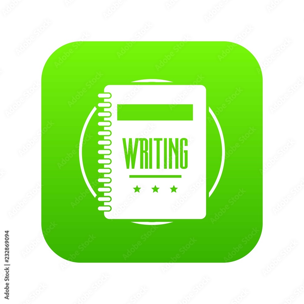 Poster notebook icon green vector isolated on white background