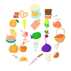 Fototapeta na wymiar Sweet ice cream icons set. Cartoon set of 25 sweet ice cream vector icons for web isolated on white background