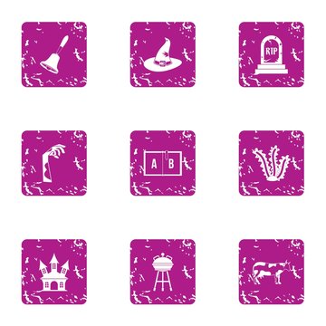 Perish icons set. Grunge set of 9 perish vector icons for web isolated on white background