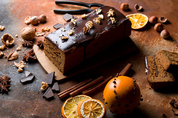 Traditional gingerbread cake.