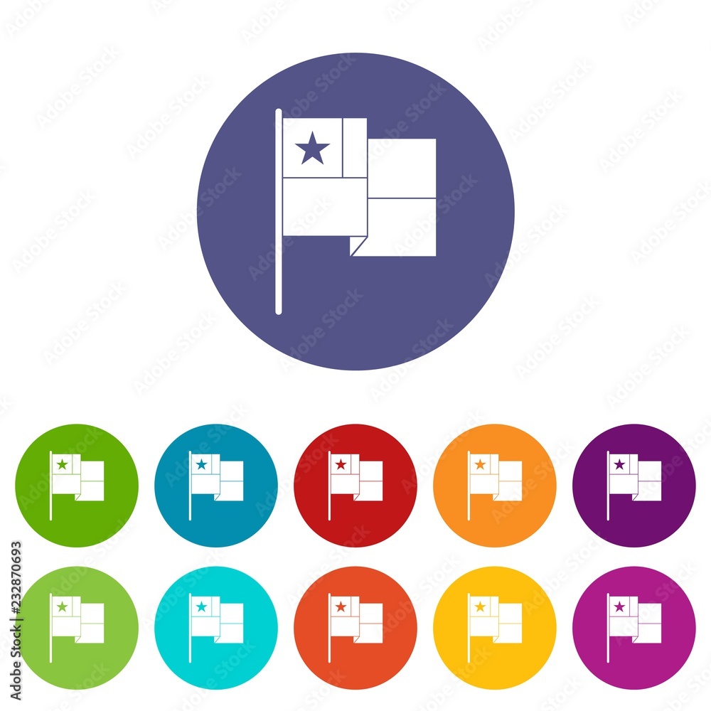 Poster chile flag icons color set vector for any web design on white background