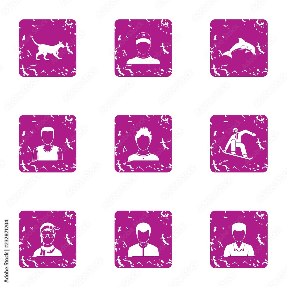 Poster questionnaire icons set. grunge set of 9 questionnaire vector icons for web isolated on white backgr
