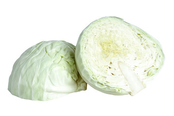 White cabbage isolated on white background. Vegetables for salad. Healthy, dietary, vegetarian food.