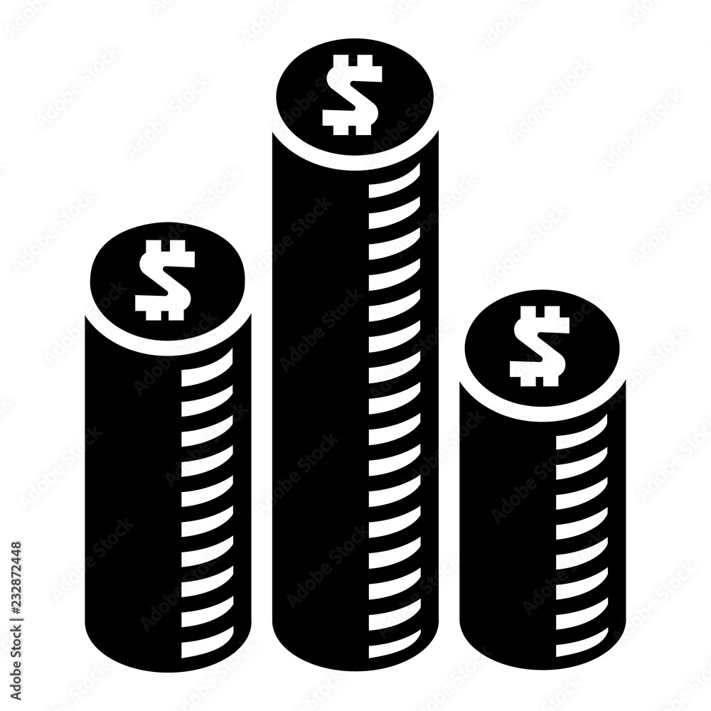 Poster Coin stack icon. Simple illustration of coin stack vector icon for web design isolated on white background