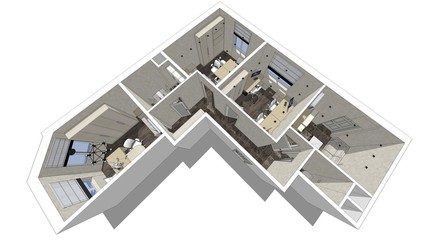 office interior design 3d plan visualization render