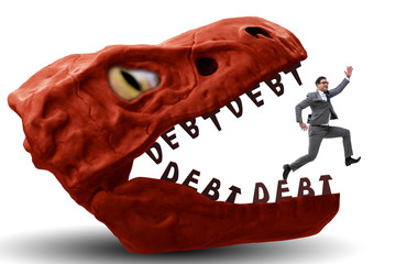 Businessman in the jaws of debt and loan