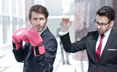 lawyer in Boxing gloves and his supervisor