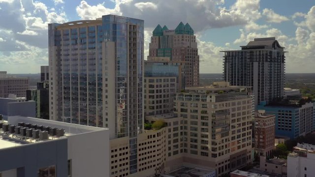Aerial video Downtown Orlando Suntrust Bank building