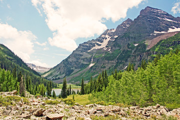 View at Maroon Bells from moraine, Colorado