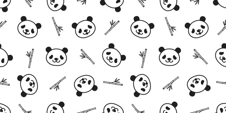 bear seamless pattern panda vector polar bear teddy bamboo scarf isolated tile background cartoon repeat wallpaper doodle illustration