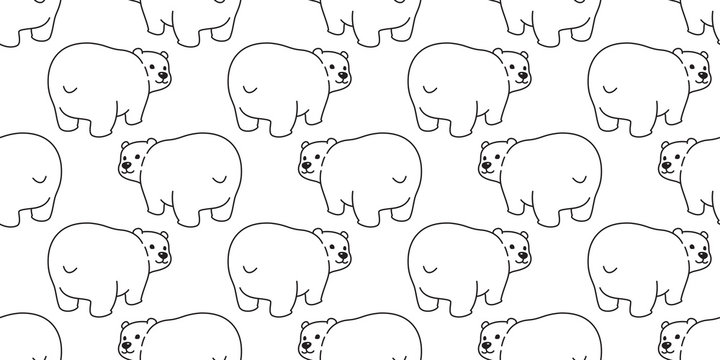 Bear seamless pattern polar bear vector snow background illustration cartoon wallpaper isolated white