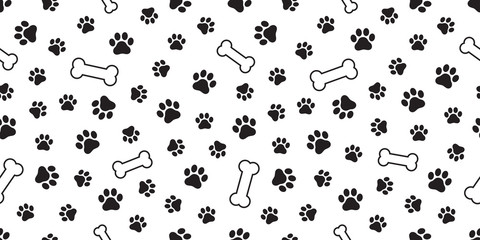 dog paw seamless pattern vector french bulldog dog bone tile background scarf isolated wallpaper repeat © CNuisin