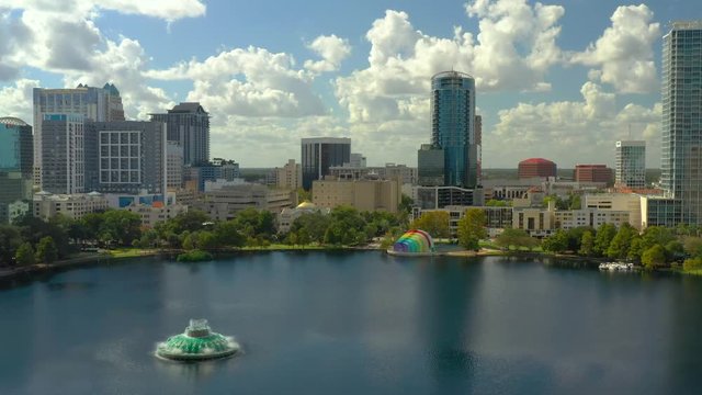 Aerial video Orlando Florida Lake Eola Park