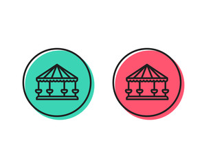 Naklejka premium Carousels line icon. Amusement park sign. Positive and negative circle buttons concept. Good or bad symbols. Carousels Vector