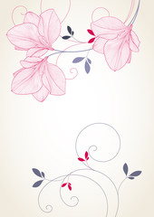 Abstract  hand drawn floral pattern with amaryllis flowers. Vector illustration. Element for design.