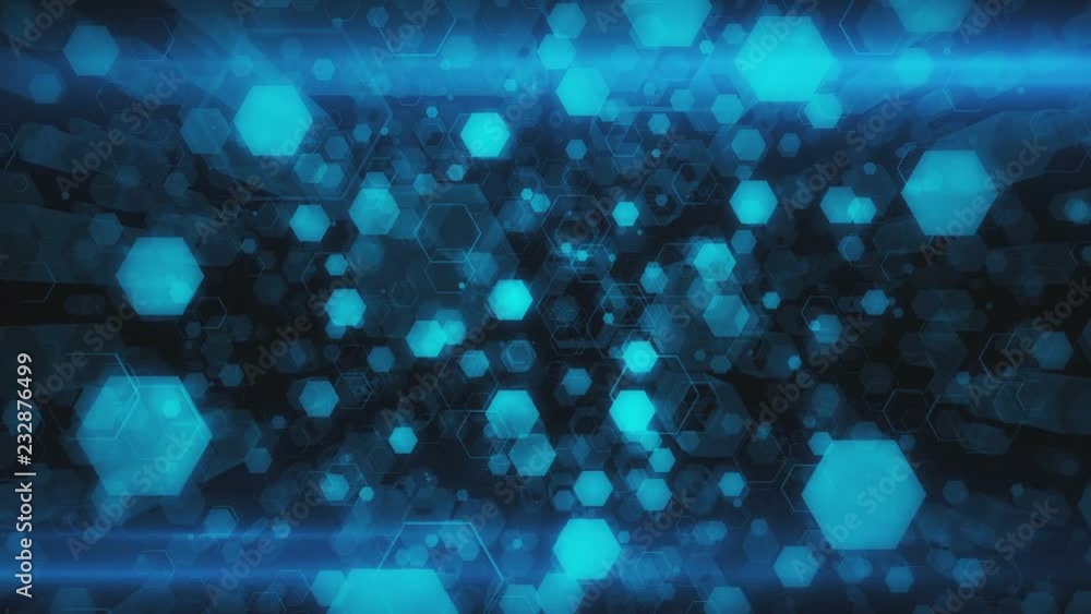 Poster abstract technological background of glowing hexagons. seamless loop animation. high-quality 3d rend