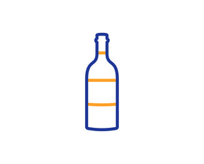 Wine bottle line icon. Merlot or Cabernet Sauvignon sign. Colorful outline concept. Blue and orange thin line color icon. Wine bottle Vector