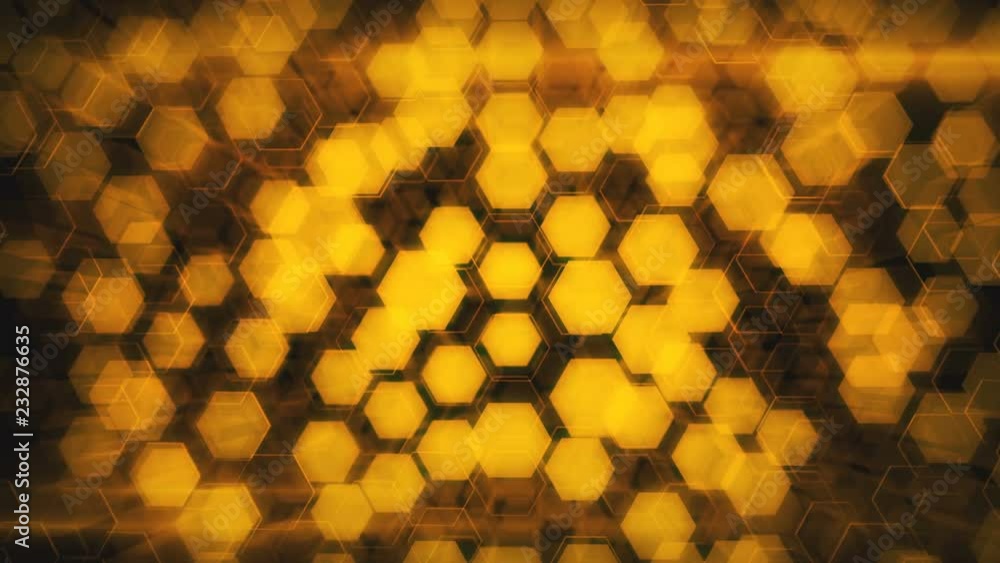 Poster abstract technological background of glowing hexagons. seamless loop animation. high-quality 3d rend