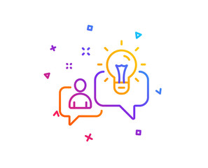 Idea line icon. Business management sign. Employee creativity symbol. Gradient line button. Idea icon design. Colorful geometric shapes. Vector