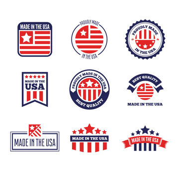 Set of Vector labels, logo, badges and signs made in USA