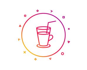 Coffee or Cocktail line icon. Fresh drink sign. Beverage symbol. Gradient pattern line button. Cocktail icon design. Geometric shapes. Vector