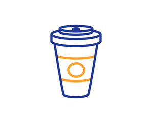 Takeaway Coffee or Tea line icon. Hot drink sign. Beverage symbol. Colorful outline concept. Blue and orange thin line color icon. Takeaway Coffee Vector
