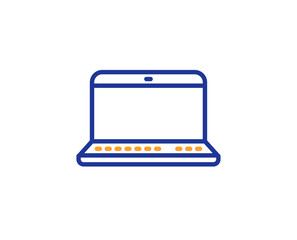 Laptop computer icon. Notebook sign. Portable personal computer symbol. Colorful outline concept. Blue and orange thin line color icon. Notebook Vector