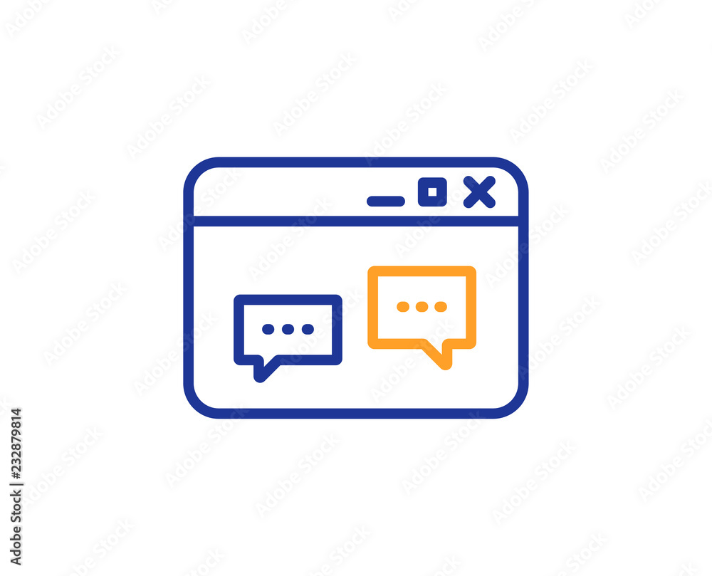 Poster browser window line icon. chat speech bubbles sign. internet page symbol. colorful outline concept. 