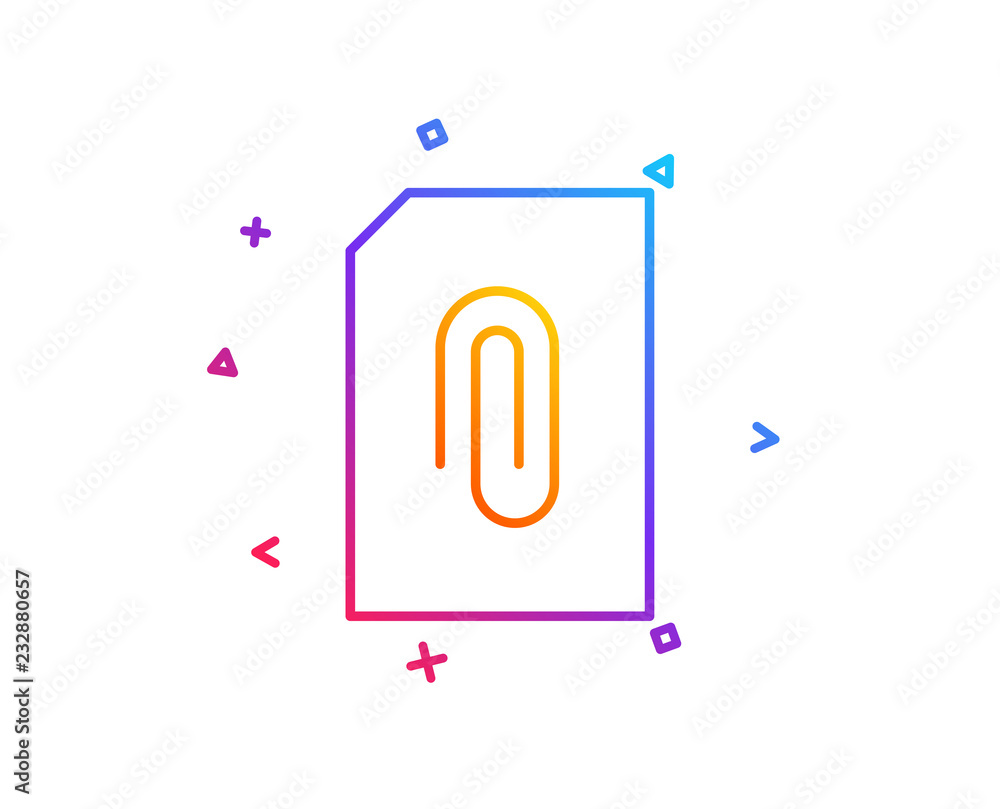 Poster attach document line icon. information file sign. paper page concept symbol. upload data. gradient l